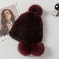 Meist verkaufte Mode Warm gestrickte Frauen Winter Nerz Pelzmütze