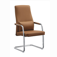 Chaise de conférence de direction haut de gamme en cuir PU, structure en bois, design ergonomique, pieds en acier, style moderne, fixe pour utilisation informatique