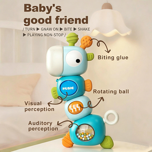 Jouet musical interactif girafe pour bébés, hochet <span class=keywords><strong>de</strong></span> dentition avec textures douces, jouet sensoriel lumineux pour le développement - Product Image 1