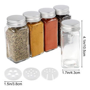 Vente en gros Bouteilles d'assaisonnement vides en verre carré transparent de 4oz 120ml Pots à épices avec couvercles shaker - Product Image 5