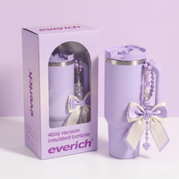 Gobelet isotherme de 40 oz avec poignée, tasse de voyage tendance en acier inoxydable avec décoration chaîne de perles pour la salle de sport, le bureau et l'extérieur