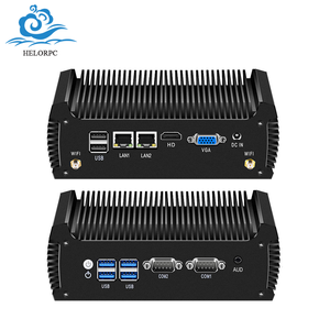 Mini PC sans ventilateur HelorPC, <span class=keywords><strong>Intel</strong></span> <span class=keywords><strong>Core</strong></span> I3 I5, double RJ45 Gigabit LAN, double RS232 RS485 COM, PC industriel Linux, ordinateur de bureau - Product Image 1