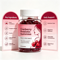Complément alimentaire probiotique pour femmes, gommes à mâcher douces à l'extrait de canneberge pour la santé féminine, saveur framboise et grenade