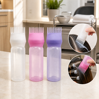 Bouteille applicatrice de teinture capillaire en plastique réutilisable de haute qualité, 170 ml (6 oz), avec peigne, pour salon de coiffure, vente en gros
