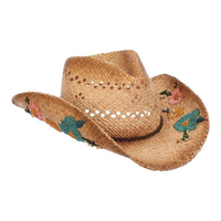 Bunga triwarna tenun tangan desain berongga langsung pabrik kualitas tinggi terbaru cocok untuk topi jerami cowgirl