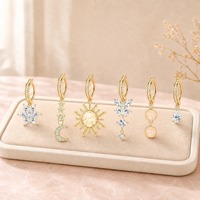 Bijou de piercing transfrontalier euro-américain en cuivre incrusté de zircon, avec longue pampille, nœud papillon, fleur et cœur, pour nombril