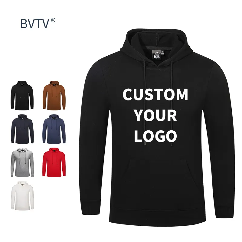wholesale high quality custom men plain high quality fiber and cotton pullover hoodie