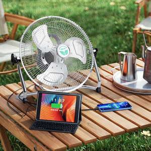 AC/DC式金属グリル12インチ3ピース充電式家庭用ソーラーファン、バッテリーファン付き - Product Image 4
