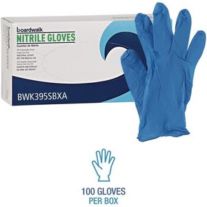 Guantes de Seguridad Desechables de Nitrilo Azules, Serie Boardwalk 395, Tamaño Pequeño, 5 Mil de Grosor, 9.5 Pulgadas, Sin Polvo, 100/Caja - Product Image 1