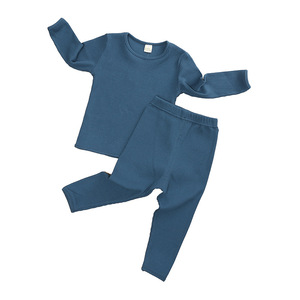 Conjunto de Ropa de Dormir para Bebés y Niños Pequeños, Primavera y Otoño, Color Liso y a Rayas, Pijamas para Bebé - Product Image 2
