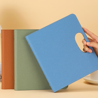 Carnet de notes A5 en cuir PU pour affaires, avec poignée portable et feuilles mobiles, papier épais 100 g/m²