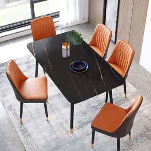 Luxury 4-Seater Marble <strong>Dining</strong> <strong>Set</strong> for <strong>Kitchen</strong> High Quality 4 Chair Table Design for Hotel Outdoor Use MDF Wood Style - Product Image 2
