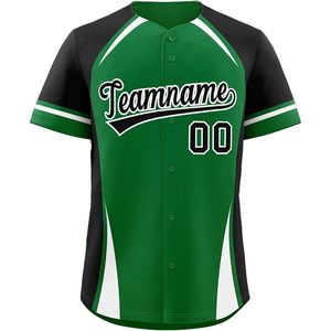 Maillot de baseball personnalisé unisexe pour adulte, vert, noir, blanc, sublimé, anti-humidité, nom de l'équipe 00 - Product Image 1