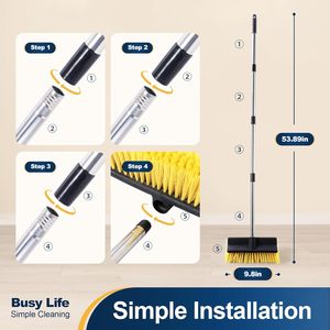 Brosse de nettoyage pour terrasse, sols, avec poils doux et moyens, poignée antidérapante pour le nettoyage des terrasses extérieures, patios, salles de bain, garages et surfaces en béton - Product Image 2
