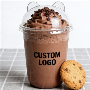Vasos de Plástico Desechables Transparentes de Pared Simple de 16oz/30ml con Tapas de Cúpula de 90mm de Diámetro, Recipientes para Helado con Logotipo Personalizado - Product Image 4