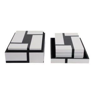 Modern Resin Wood Decorative Box Set With Lids For Jewelry Keepsakes Home Decor <b>Storage</b> Boxes - Product Image 4
