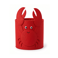 Panier de rangement en feutre RPET GRS, design crabe rouge mignon, personnalisé OEM, pour chambre d'enfant, certifié BSCI