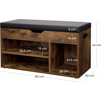 Banc de rangement à chaussures moderne en bois avec coussin et 3 compartiments, banc à chaussures d'entrée avec siège