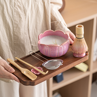 Bol à matcha en céramique en forme de fleur de lotus, fait main en porcelaine, élégant, avec glaçure flambe, pour cérémonie du thé matcha, avec bec verseur