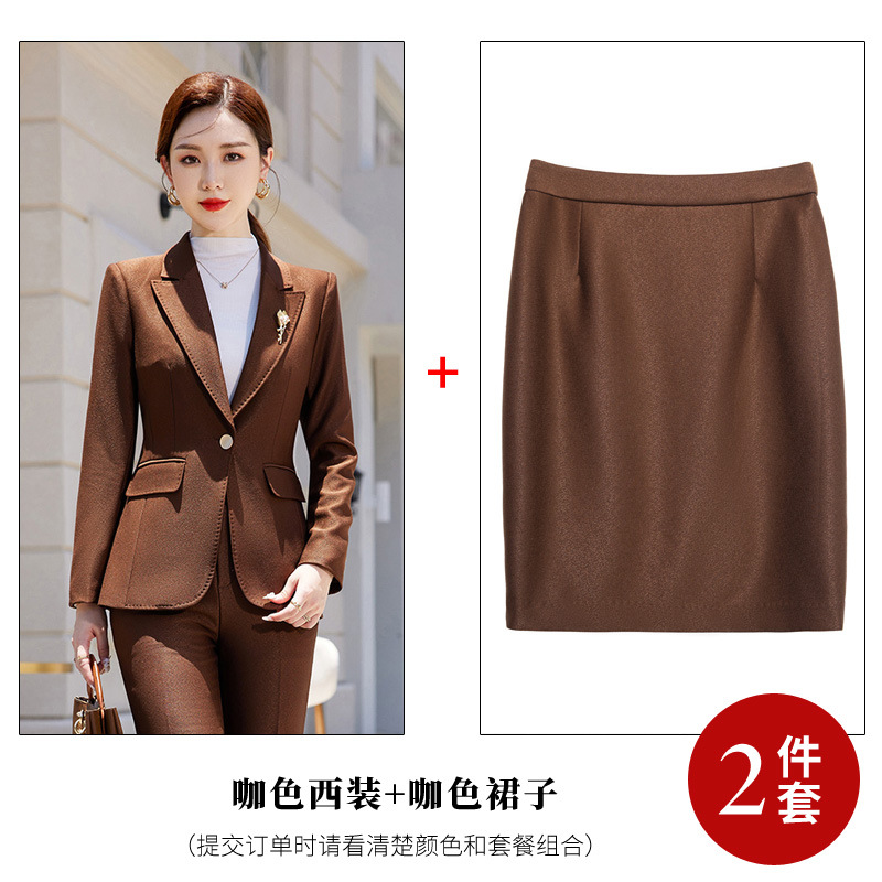Coffee-colored suit skirt