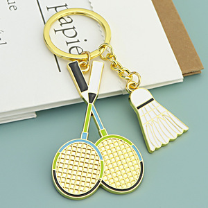 Nouveau porte-clés de badminton, pendentif, marchandises des Jeux de <span class=keywords><strong>Paris</strong></span>, cadeau, raquette de badminton, souvenir sportif, personnalisation - Product Image 1