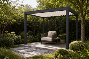 Pergola à lames orientables intelligente et dimmable de luxe Série C RK-C2, pour jardin privé, pavillon d'ombrage relaxant et d'ambiance - Product Image 6