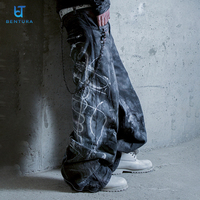 Fabricant de jeans sur mesure BENTURA, impression DTG personnalisée, jeans en denim ample à jambe droite, 100% coton, lavage vintage, haute qualité