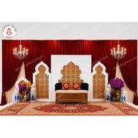 Scène de réception de mariage en fibre de verre Royal avec décoration traditionnelle indienne pour toile de fond de cérémonie