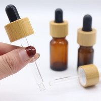 Botol cairan foundation, botol serum kaca Losion kemasan kosmetik amber, tutup bambu 5ml 10ml 15ml 20ml 30ml 50ml 100ml