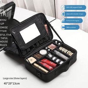 Professional <b>Makeup</b> Train Case Large Capacity Cosmetic Organizer with Adjustable Dividers for <b>Makeup</b> Artists - Product Image 4