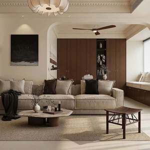 Table à manger en bois de style crème antique, armoire de salon, conception graphique personnalisée pour toute la maison, pour un projet d'appartement ou de villa - Product Image 1