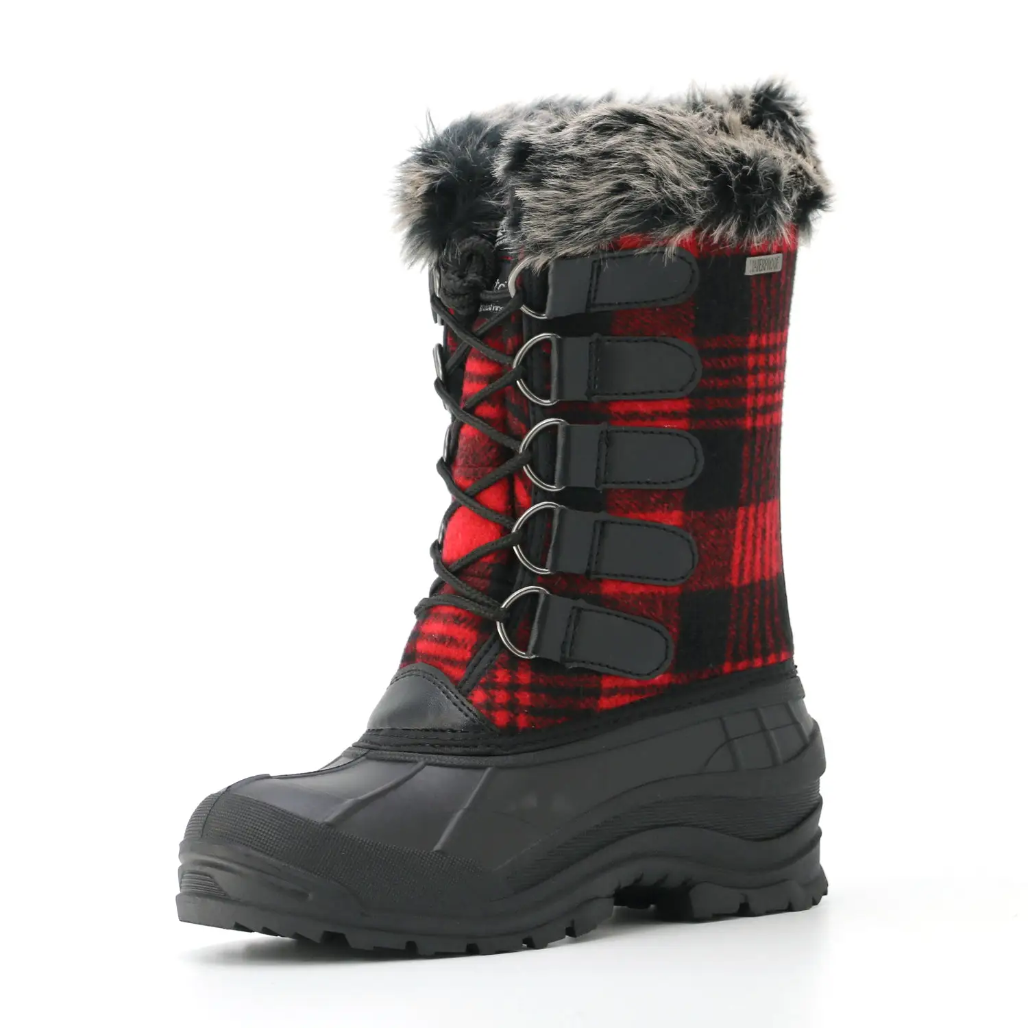 Women Furry Winter Snow Boots fur lined snow boots Non-slip Outsole Lace Up snow boots