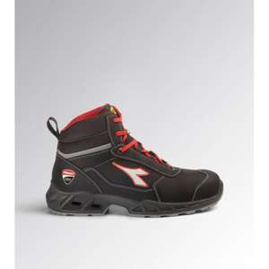 Chaussures de sécurité For Shark Engine Mid S3S en daim de vachette, doublure en maille respirante, embout en acier, antidérapantes, taille homme 38, noir et rouge - Product Image 1