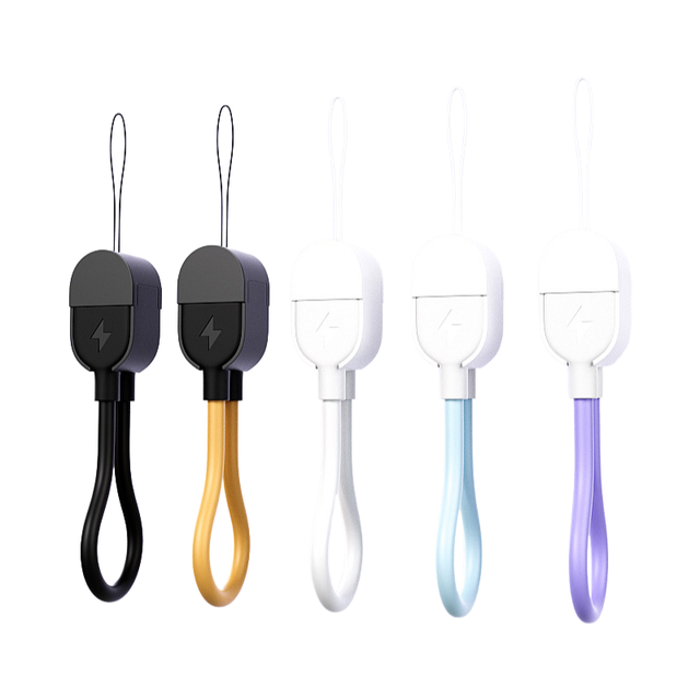 Factory Wholesale 60W 3A Type C Fast Charging Keychain Cable 16cm Nylon Braided Mini Data Cable Lanyard Charger Cable OEM