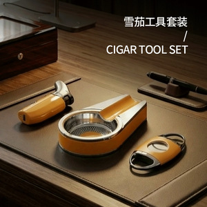 Cigar Gift Box Set 3-Piece Windproof <b>Lighter</b> Stainless Steel Customizable Business Gift - Product Image 4