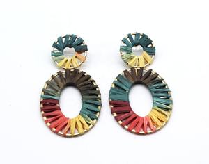 2020 New Jewelry Wholesale Handmade Braided Geometric Colorful Raffia Earrings Women - Product Image 4