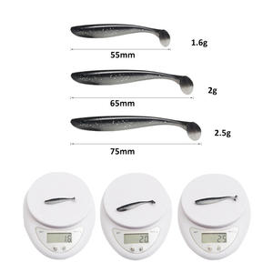 เหยื่อปลอมแบบนิ่มสองสี หางรูปตัว T ขนาด 55 65 75 มม. น้ำหนัก 1.6 2 2.5 กรัม เหยื่อตกปลาสำหรับน้ำจืด - Product Image 1