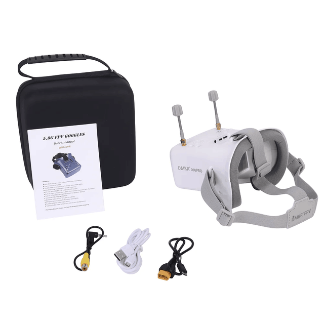 DMKR 008D PRO FPV Goggle with DVR 5.8GHz 40ch Receiver 3.7V/2000mAh Battery 4.3 Inch HD LCD 16:9 for Long Range RC Racing Drone