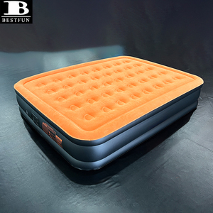 ที่นอนเป่าลมขนาดควีนไซส์สีส้มความสูงยกระดับพร้อมปั๊มไฟฟ้าในตัวสำหรับการนอนหลับที่สะดวกสบาย - Product Image 2