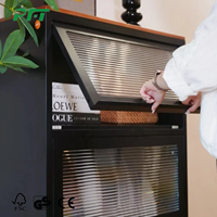 Armoire de rangement multifonctionnelle en acier, grande capacité, étagères réglables pour salon, bar à domicile, design moderne du milieu du siècle
