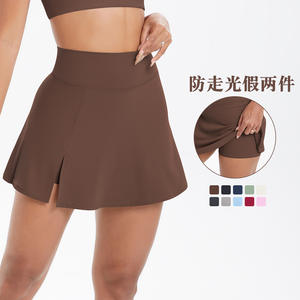 Lo más nuevo, 2 en 1, pantalones cortos integrados, faldas de tenis, sensación desnuda, cintura alta, para niña minifalda, faldas lisas elásticas altas para mujer, venta al por mayor - Product Image 2