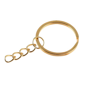 Llavero Metálico con Anillo Plano de 25 mm y Cadena de 5 Eslabones, Resistente, de Latón Electrochapado, Forma Redonda, Accesorios para Llaves - Product Image 4