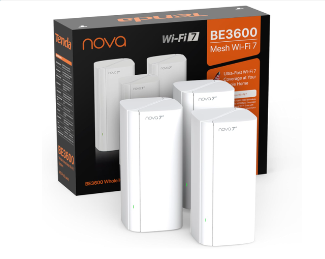 Tenda BE3600 Dual Band WiFi 7 Mesh Wi-Fi System - 3*Full Gigabit Ports, Supports 160+ Devices, Seamless Roaming 2pack 3pack