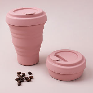 12, 16 унций, портативная складная кофейная чашка, многоразовая, без BPA, силиконовая кружка для путешествий с крышкой - Product Image 2