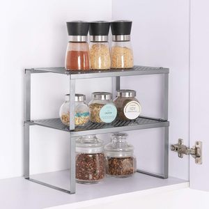Organizzatore <span class=keywords><strong>per</strong></span> Armadietti da <span class=keywords><strong>Cucina</strong></span>, Ripiano Impilabile ed Espandibile in Metallo <span class=keywords><strong>per</strong></span> Dispensa, Supporto <span class=keywords><strong>per</strong></span> Barattoli di Spezie e Organizzazione sul Piano di Lavoro - Product Image 3