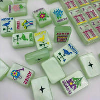 Matcha Pearl Garden Radiant Acrylic American Mahjong Set Foldable Portable 4-Player Gift Package Hand-Rubbed High-Grade Luxury