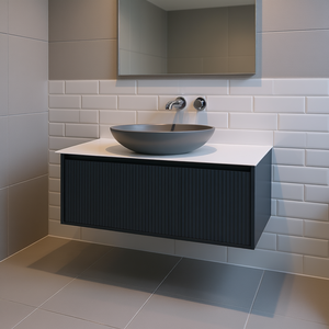 Meuble-lavabo mural flottant moderne 48 pouces avec lavabo en résine en forme de goutte, design contemporain, finition facile à nettoyer - Product Image 2