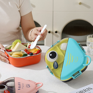 Boîte à lunch <span class=keywords><strong>isotherme</strong></span> en acier inoxydable à 3 compartiments, motif dessin animé mignon, <span class=keywords><strong>pour</strong></span> enfants - Product Image 4