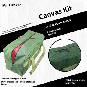 Đen lớn hình chữ nhật xách tay công cụ điện túi dây kéo Dày da mộc Túi vải cao su Logo tùy chỉnh ODM - Product Image 2