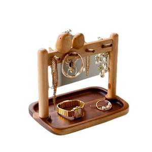 Wooden Key Rack With Tray And <b>Hooks</b> For Desktop Entryway Storage Organizer Little Chubby Bird Design Rectangle <b>Shelf</b> Standing - Product Image 5